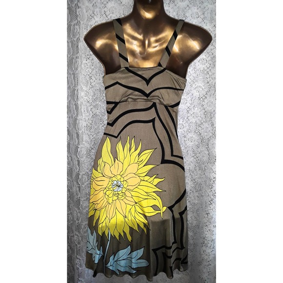 NWT Sky Sz Med Silk and Leather Gladiator Style Empire Waist Dress - Picture 9 of 10